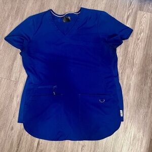 Women's Blue V-Neck Scrub Top